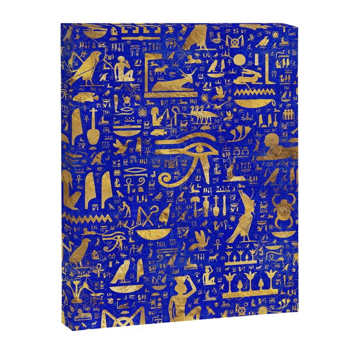 Ancient Egyptian hieroglyphs -Lapis Lazuli and Gold Canvas Print Gallery Image 1