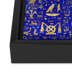 Ancient Egyptian hieroglyphs -Lapis Lazuli and Gold Framed Canvas Print Gallery Image 3