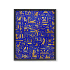 Ancient Egyptian hieroglyphs -Lapis Lazuli and Gold Framed Canvas Print Gallery Image 8