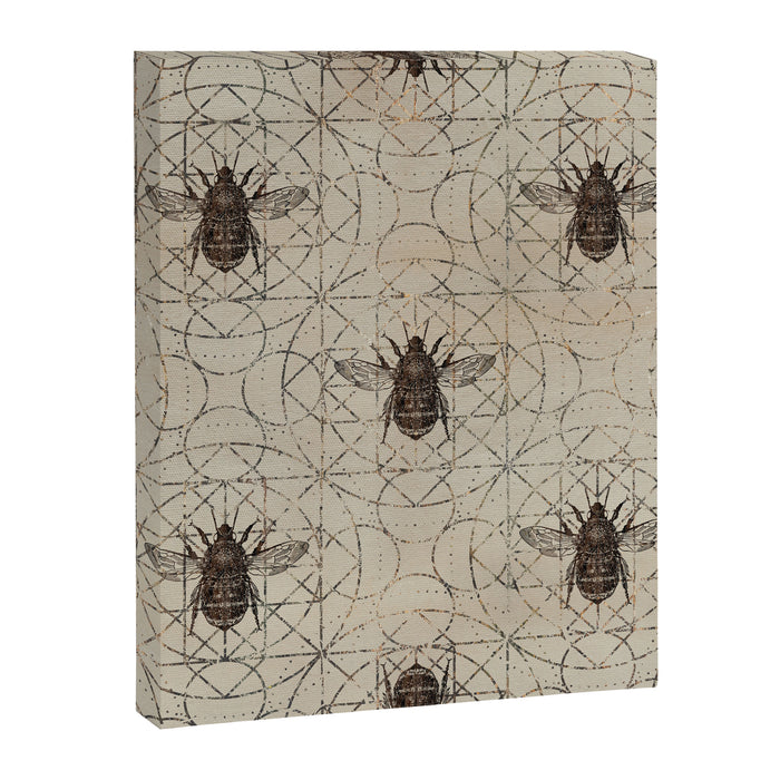 Bumble Bee  on sacred geometry pattern Canvas Print Gallery Image 1