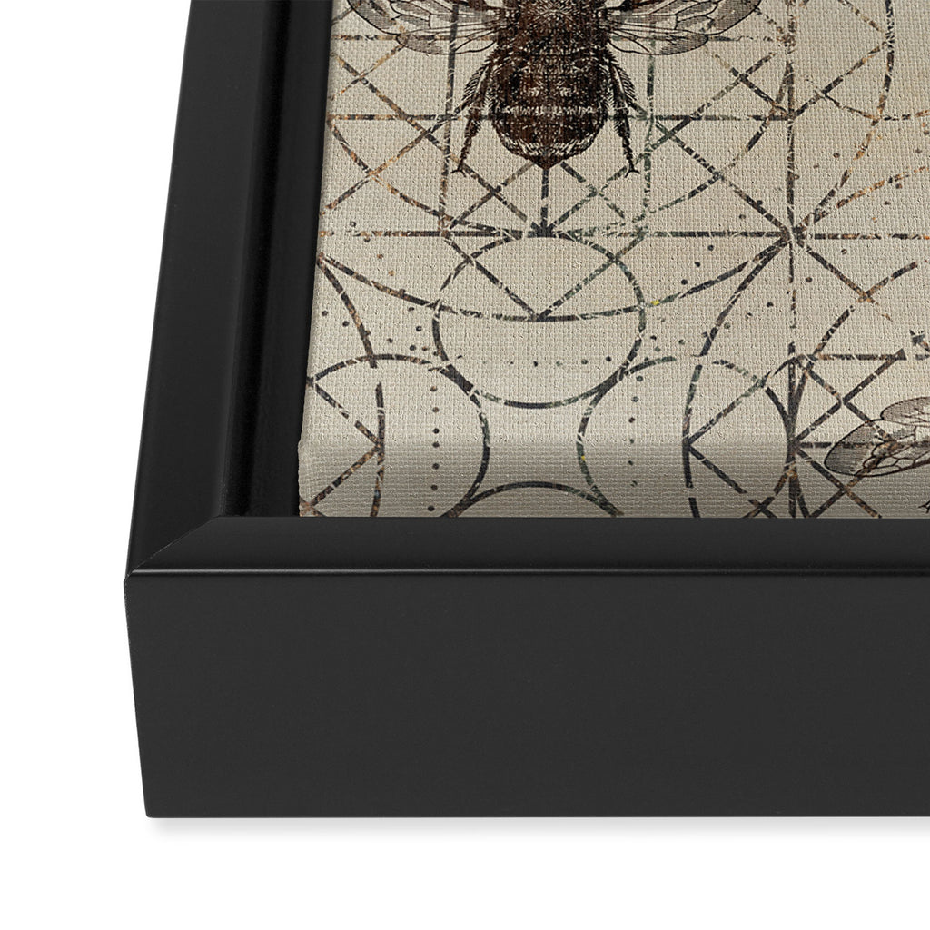 Bumble Bee  on sacred geometry pattern Framed Canvas Print Gallery Image 3