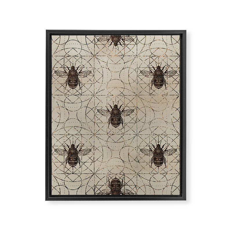 Bumble Bee  on sacred geometry pattern Framed Canvas Print Gallery Image 8
