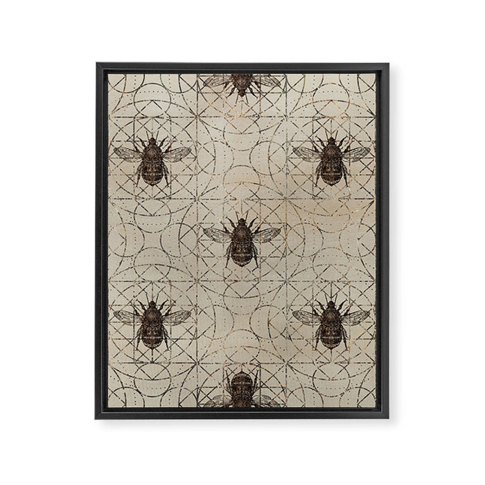 Bumble Bee  on sacred geometry pattern Framed Canvas Print Gallery Image 1