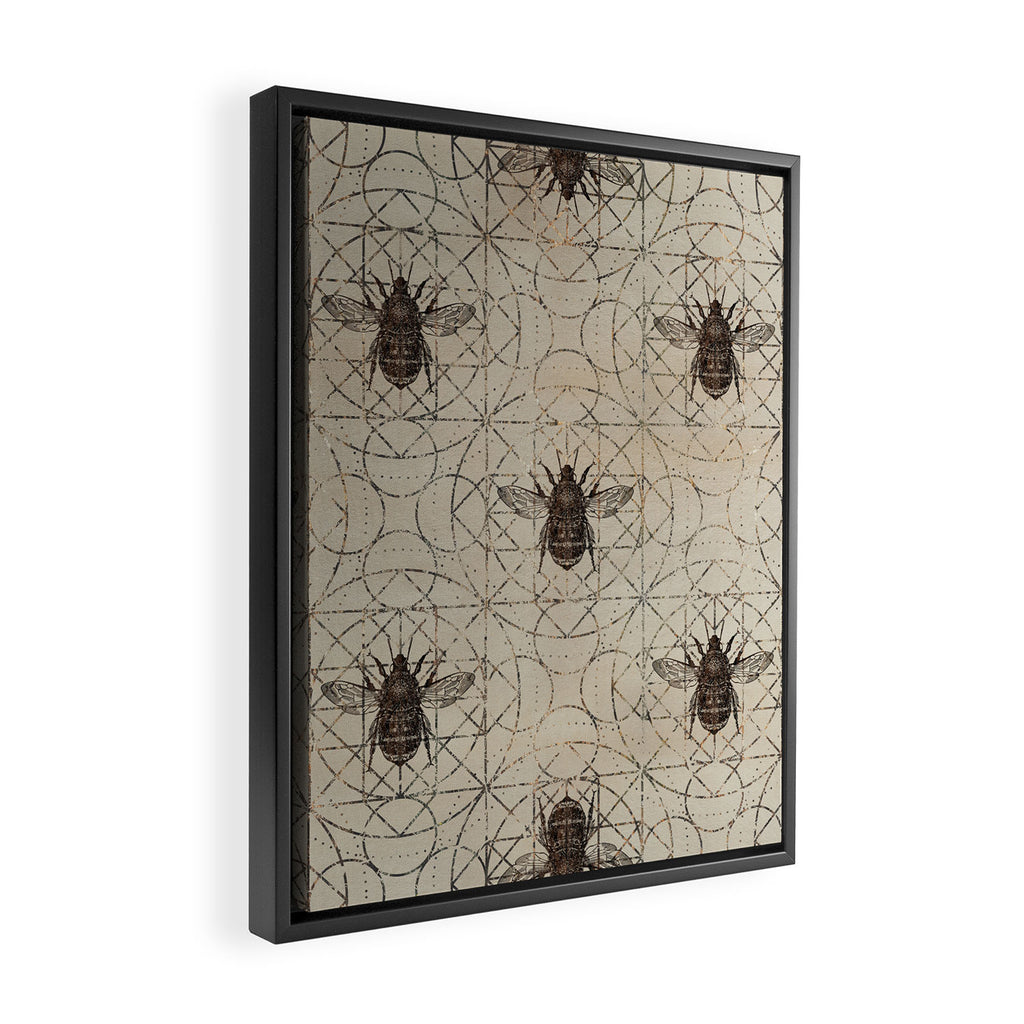 Bumble Bee  on sacred geometry pattern Framed Canvas Print Gallery Image 2