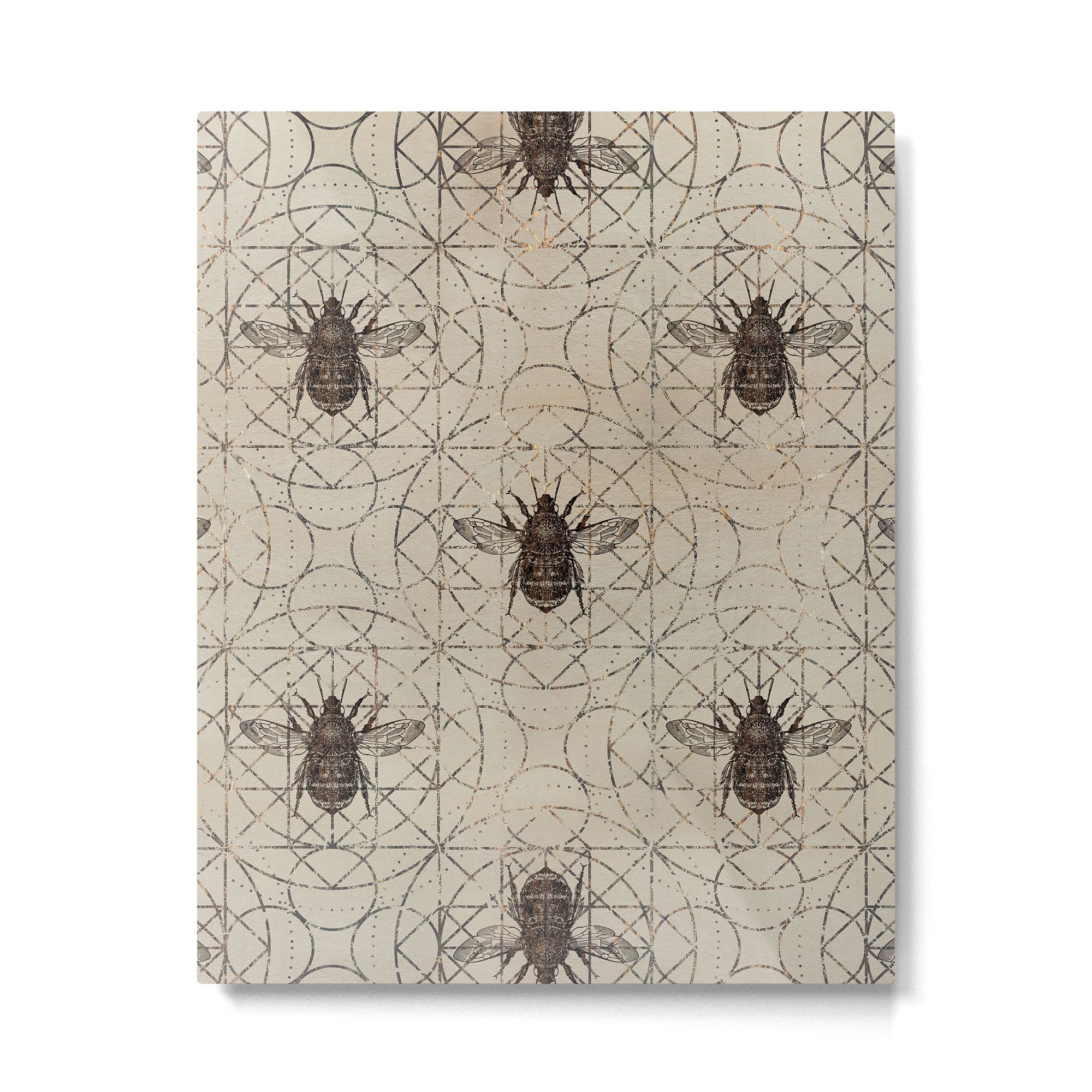 Bumble Bee  on sacred geometry pattern Metal Print Gallery Image 6
