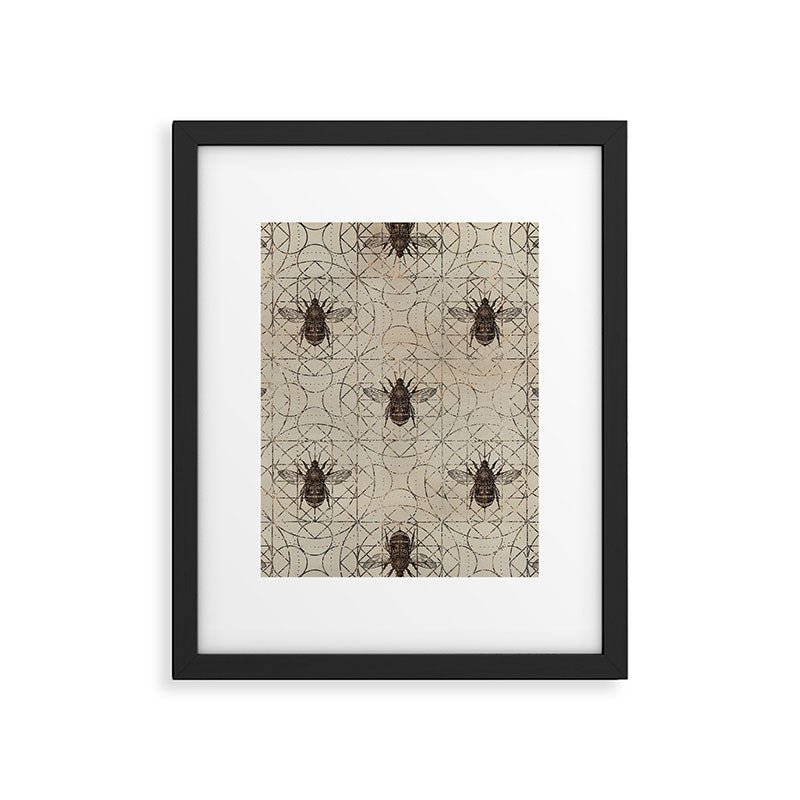 Bumble Bee  on sacred geometry pattern Framed Art Print Gallery Image 6