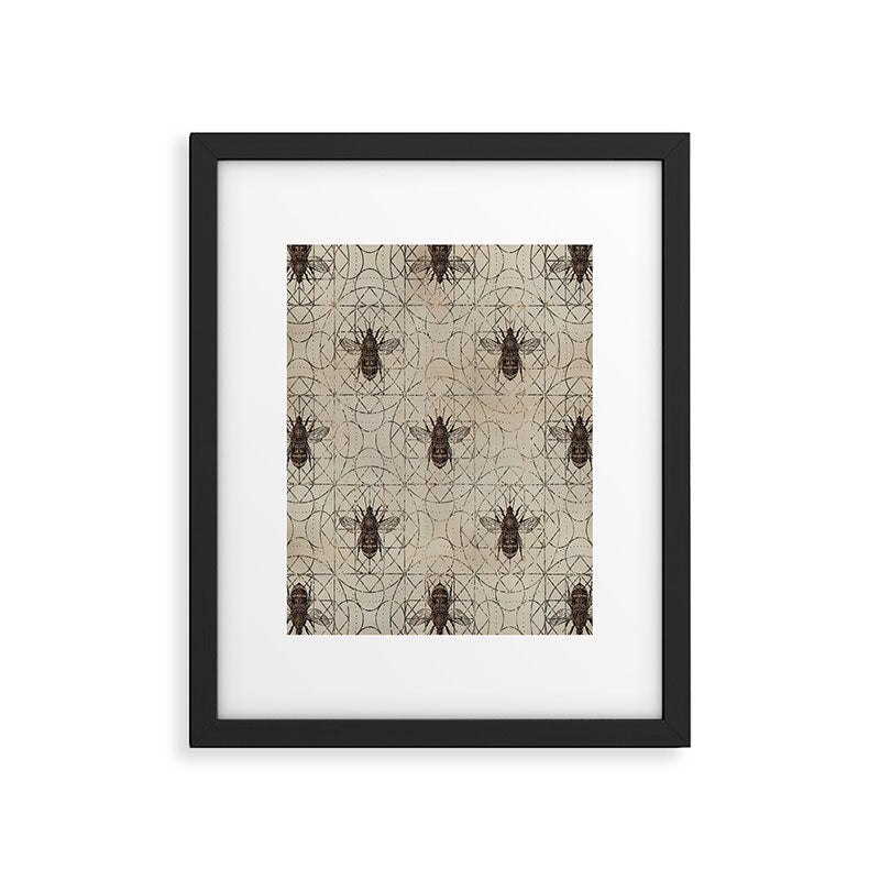 Bumble Bee  on sacred geometry pattern Framed Art Print Gallery Image 4
