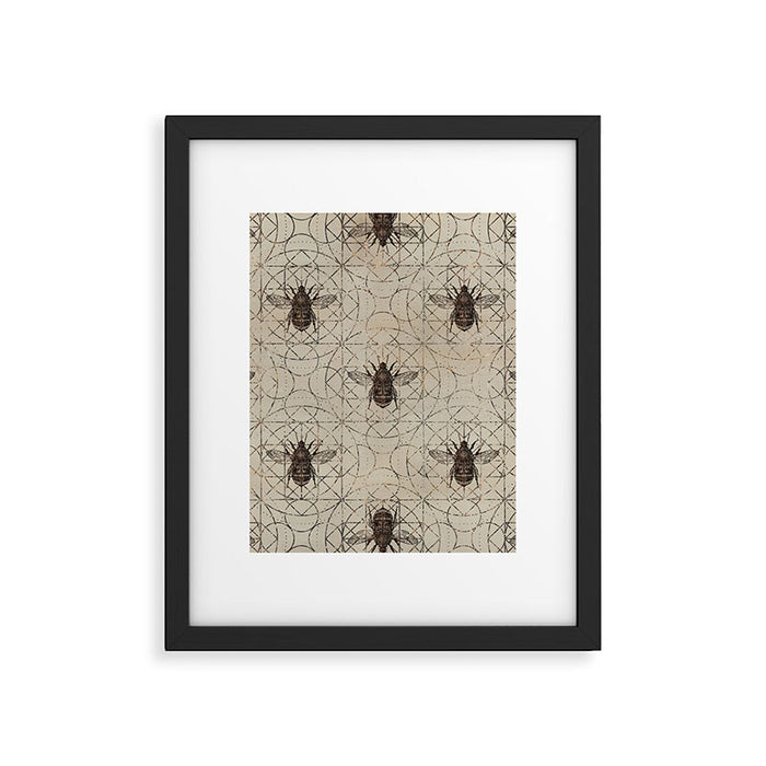 Bumble Bee  on sacred geometry pattern Framed Art Print Gallery Image 1
