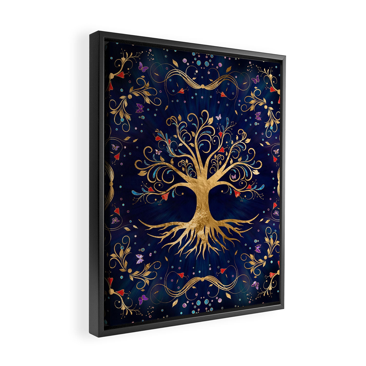 Colorful Tree of Life - Yggdrasil  Framed Canvas Print Gallery Image 2