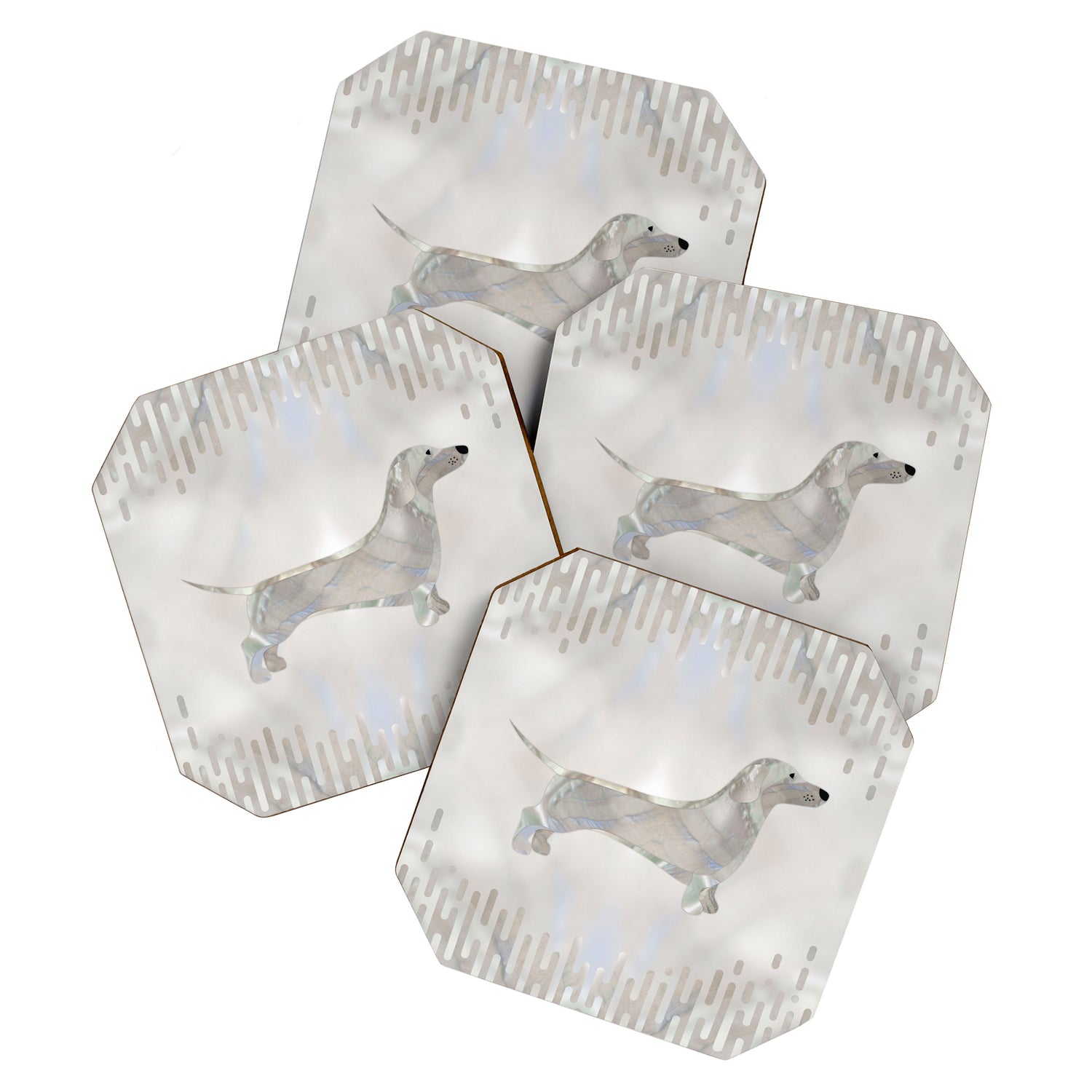 Dachshund dog  - Doxie pearl silhouette Coaster Gallery Image 1