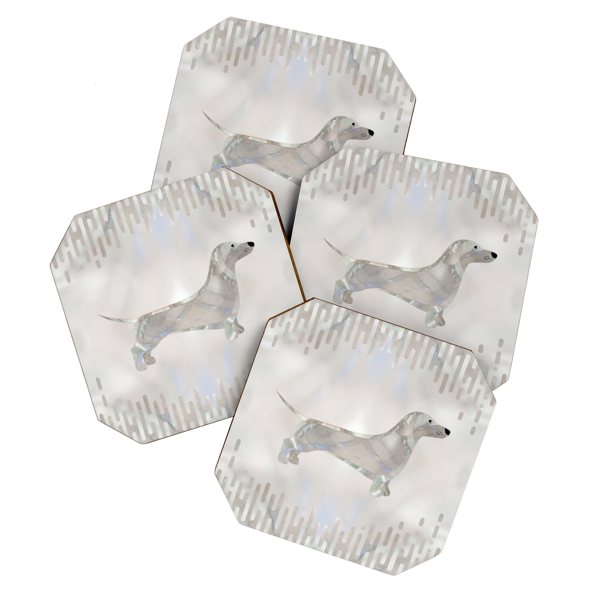 Dachshund dog  - Doxie pearl silhouette Coaster Gallery Image 1