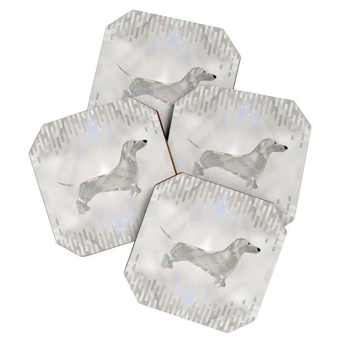 Dachshund dog  - Doxie pearl silhouette Coaster Gallery Image 1