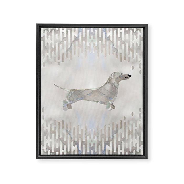 Dachshund dog  - Doxie pearl silhouette Framed Canvas Print Gallery Image 1