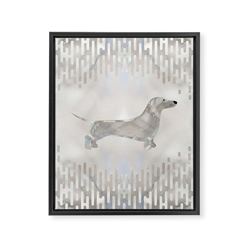 Dachshund dog  - Doxie pearl silhouette Framed Canvas Print Gallery Image 8