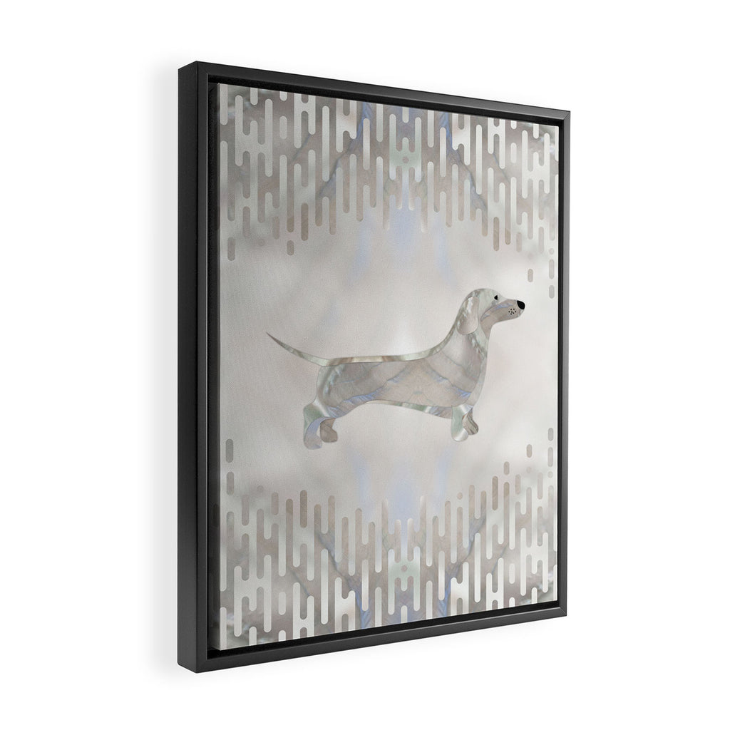 Dachshund dog  - Doxie pearl silhouette Framed Canvas Print Gallery Image 2