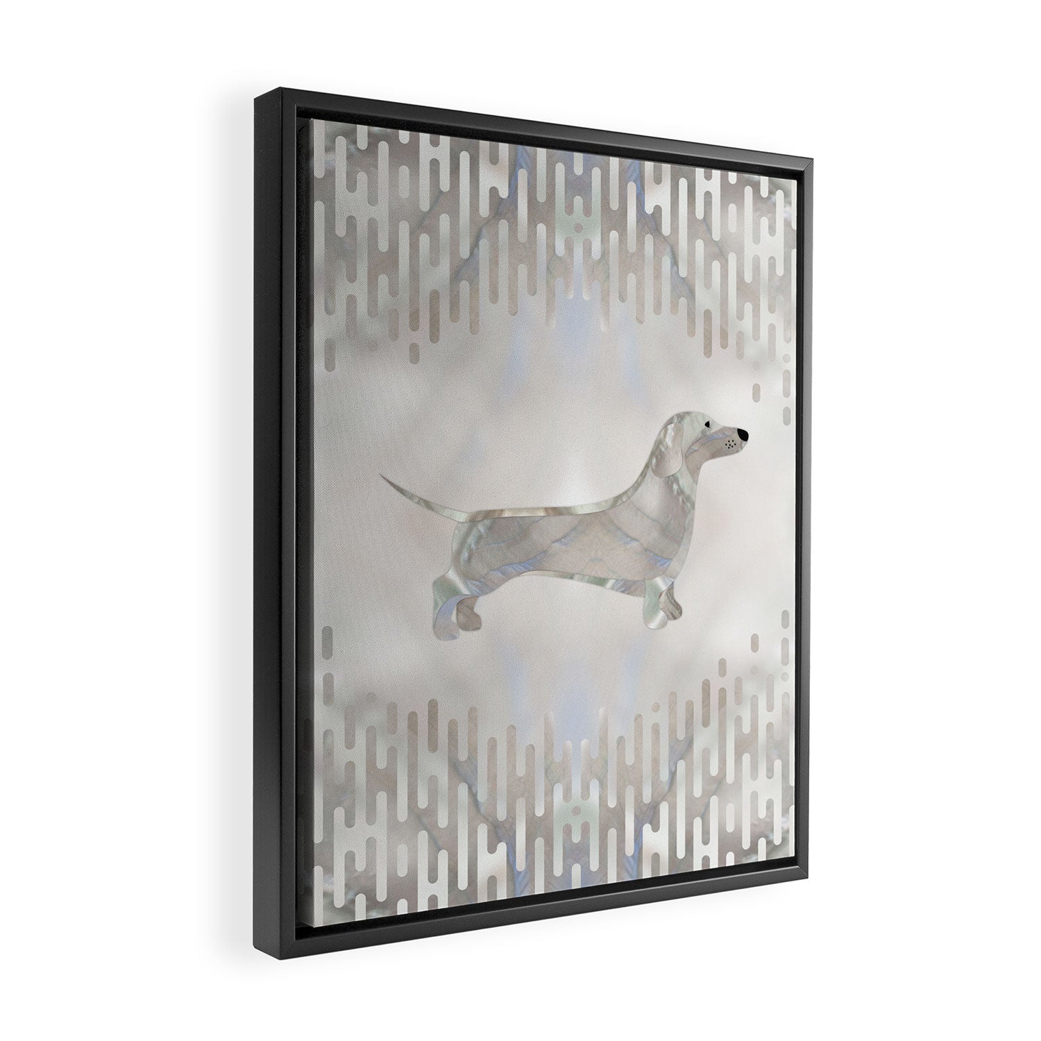 Dachshund dog  - Doxie pearl silhouette Framed Canvas Print Gallery Image 2