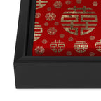 Double Happiness Symbol pattern - Gold on red Framed Canvas Print Gallery Image 3
