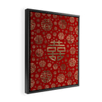 Double Happiness Symbol pattern - Gold on red Framed Canvas Print Gallery Image 2