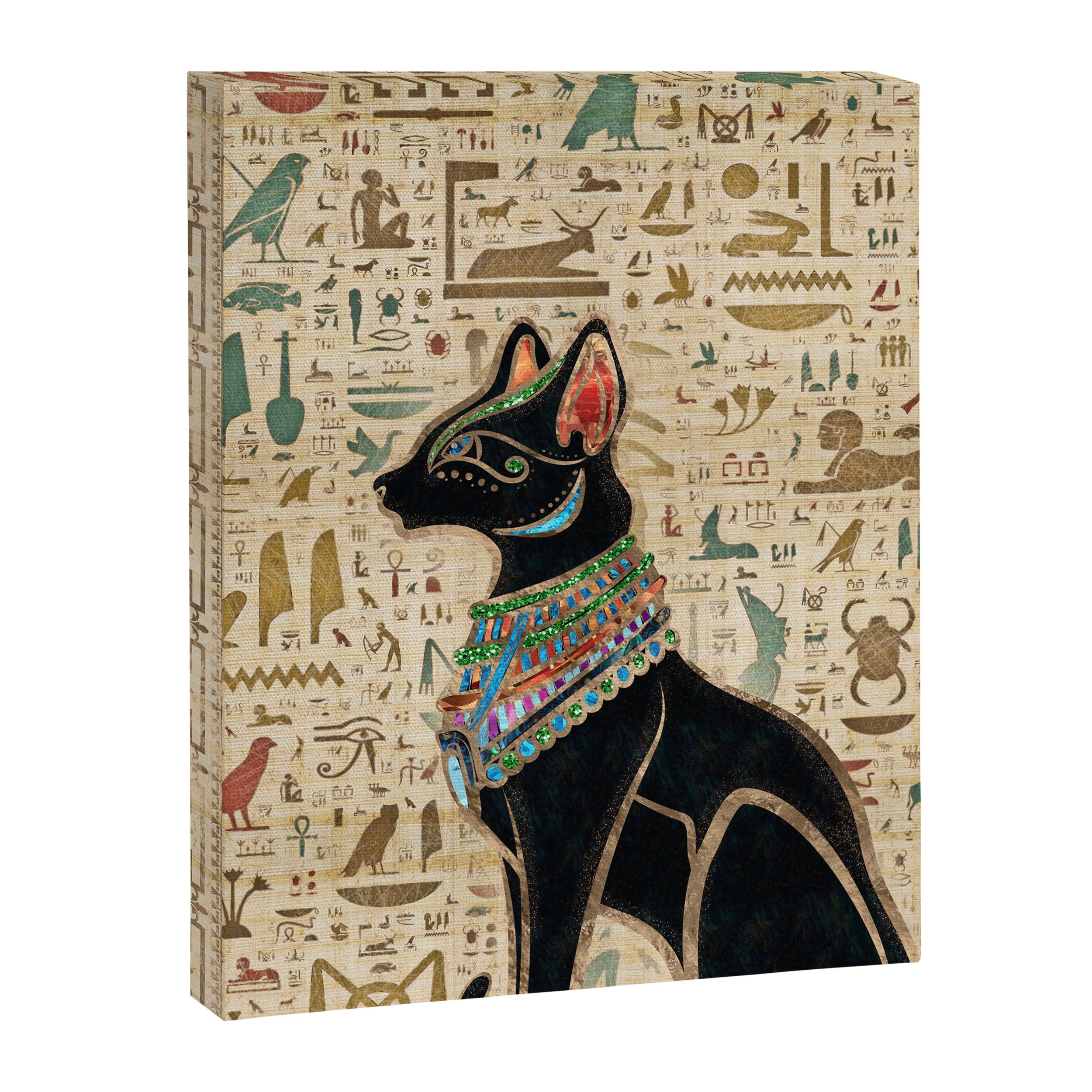 Egyptian Cat - Bastet on papyrus Canvas Print Gallery Image 8