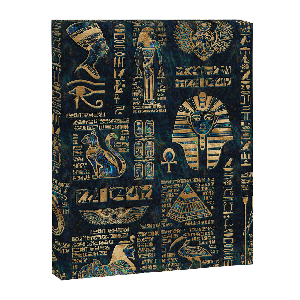 Egyptian hieroglyphs and deities -Abalone and gold Canvas Print Gallery Image 8