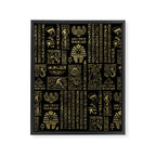 Egyptian hieroglyphs and deities gold on black Framed Canvas Print Gallery Image 8