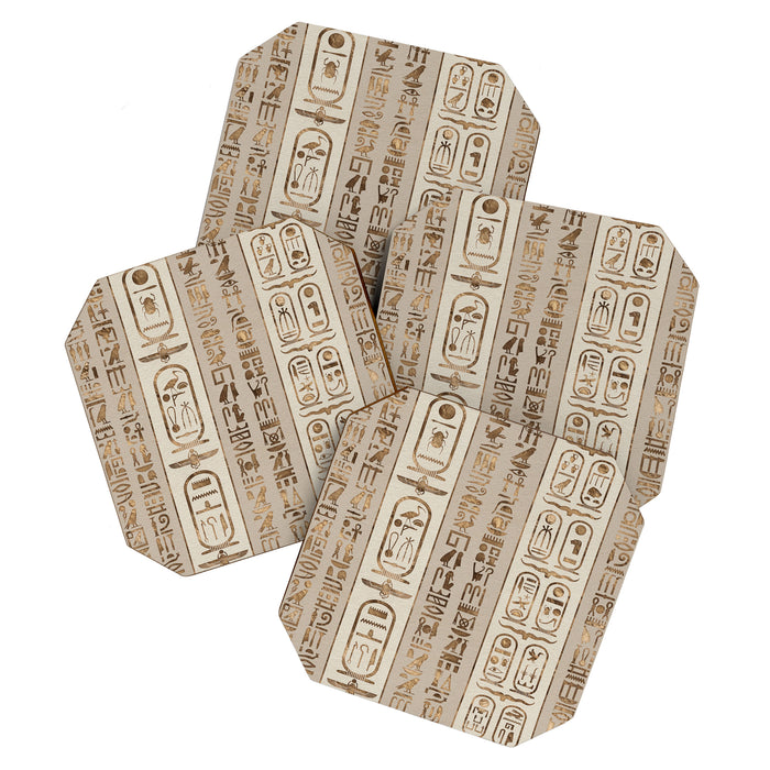 Egyptian hieroglyphs Pastel Gold Coaster Gallery Image 1