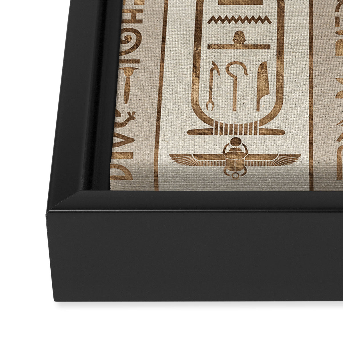 Egyptian hieroglyphs Pastel Gold Framed Canvas Print Gallery Image 3