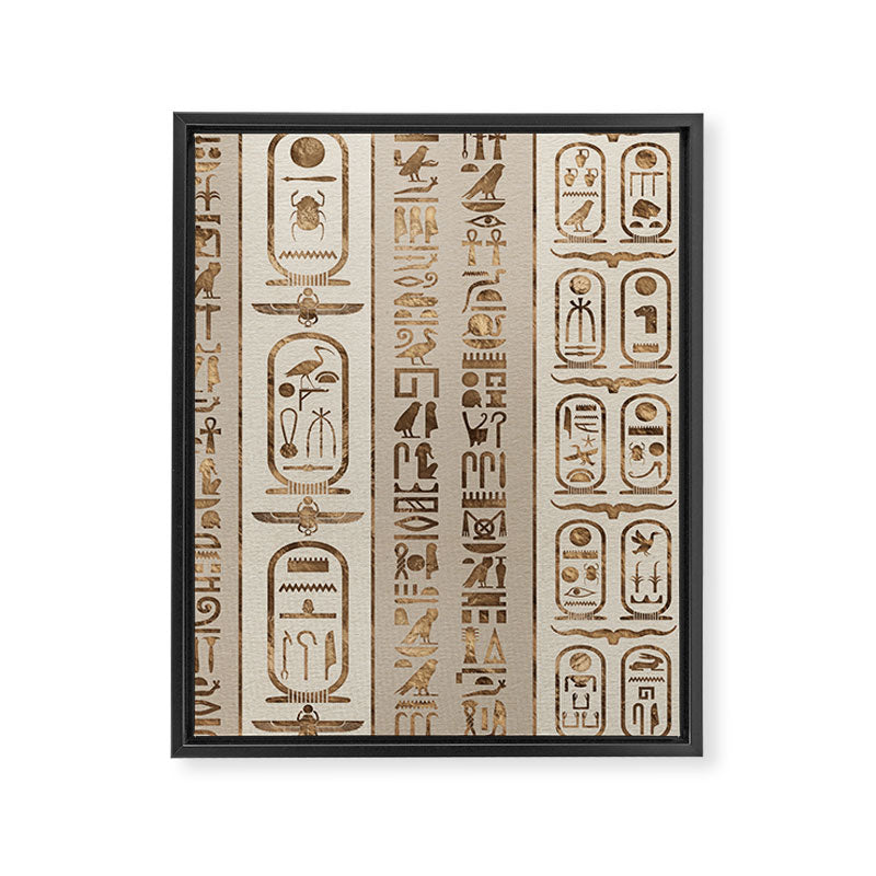 Egyptian hieroglyphs Pastel Gold Framed Canvas Print Gallery Image 8