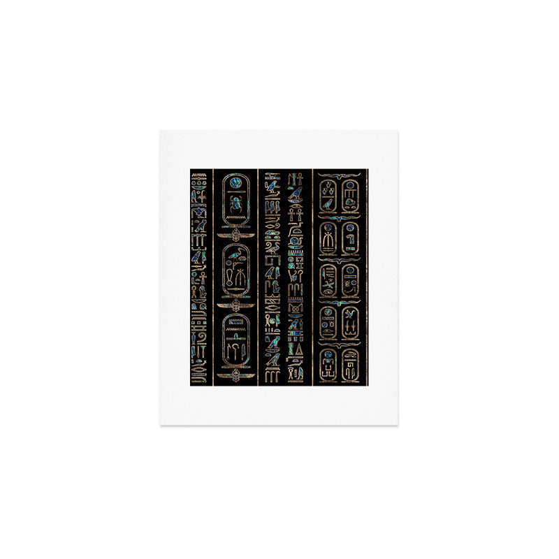Egyptian hieroglyphs pattern Gold Abalone Art Print Gallery Image 1
