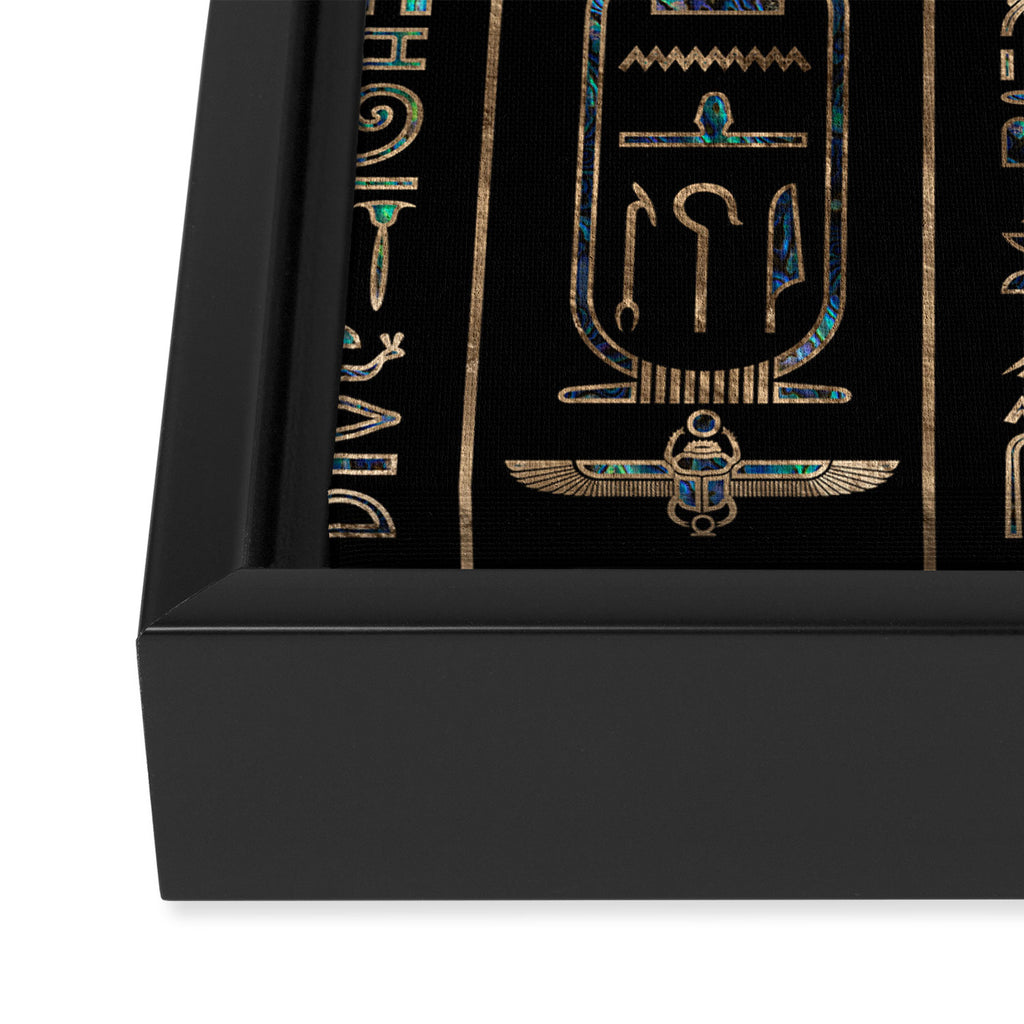 Egyptian hieroglyphs pattern Gold Abalone Framed Canvas Print Gallery Image 3