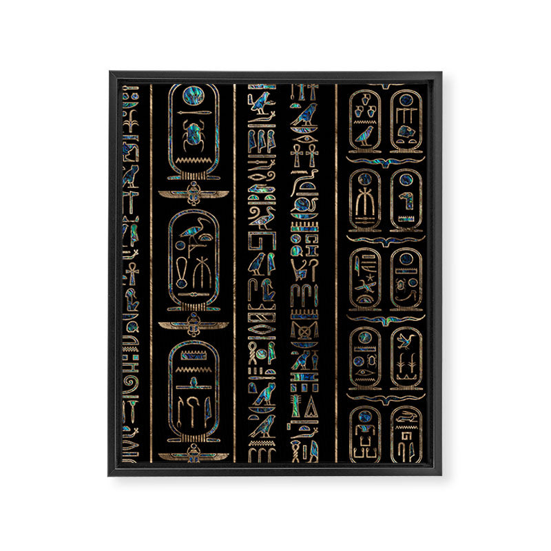Egyptian hieroglyphs pattern Gold Abalone Framed Canvas Print Gallery Image 8