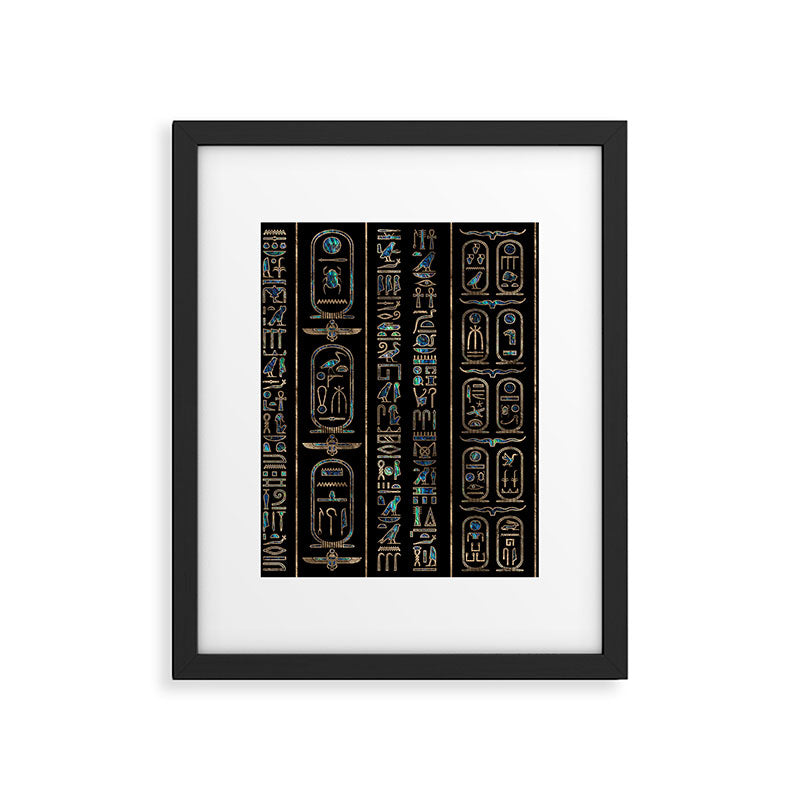 Egyptian hieroglyphs pattern Gold Abalone Framed Art Print Gallery Image 6