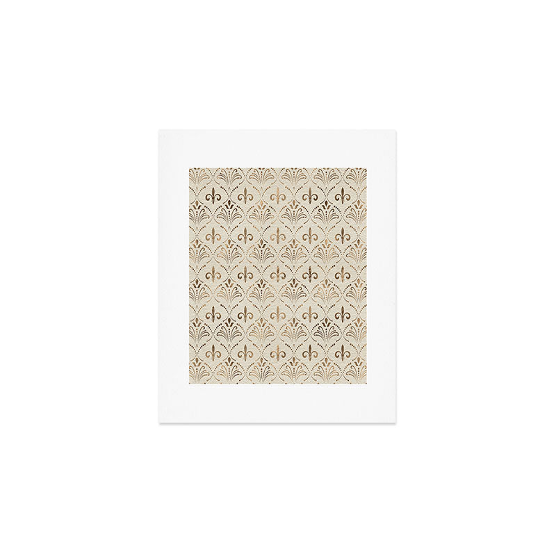 Elegant Fleur-de-lis pattern - pastel gold Art Print Gallery Image 1