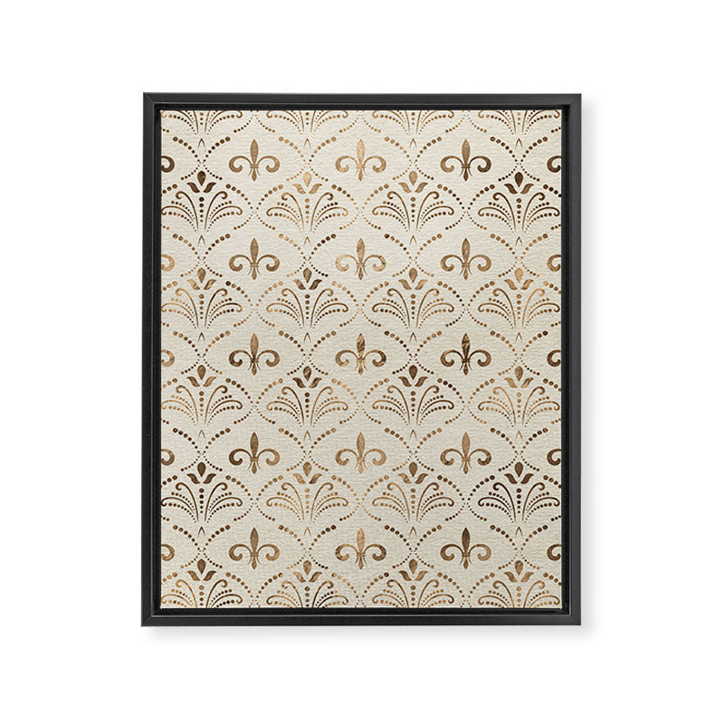 Elegant Fleur-de-lis pattern - pastel gold Framed Canvas Print Gallery Image 8