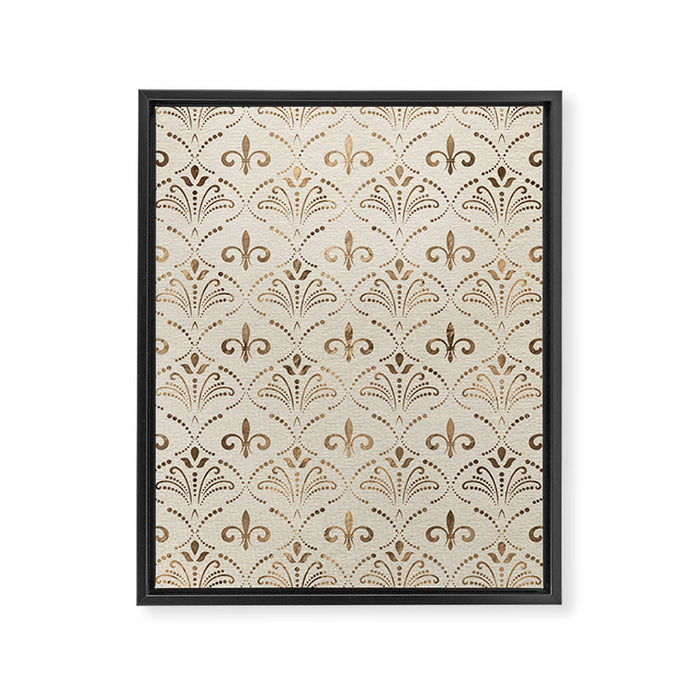 Elegant Fleur-de-lis pattern - pastel gold Framed Canvas Print Gallery Image 1