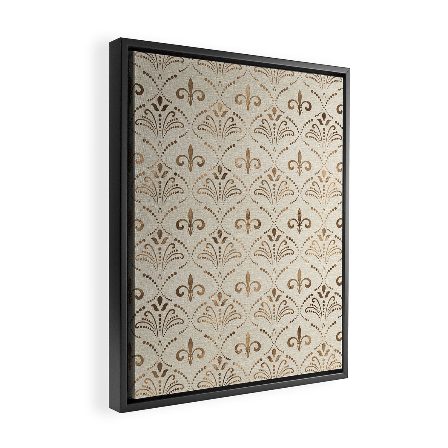 Elegant Fleur-de-lis pattern - pastel gold Framed Canvas Print Gallery Image 2