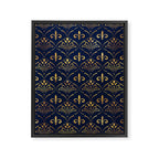 Elegant Fleur-de-lis pattern - Gold and deep blue Framed Canvas Print Gallery Image 8