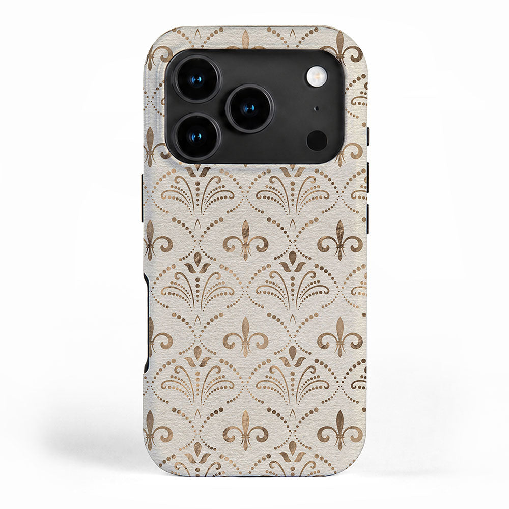 Elegant Fleur-de-lis pattern - pastel gold iPhone Case Gallery Image 1