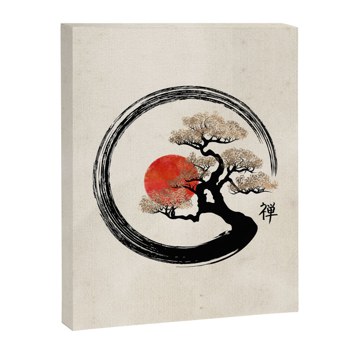 Enso Circle and Bonsai Tree on Canvas Canvas Print Gallery Image 1