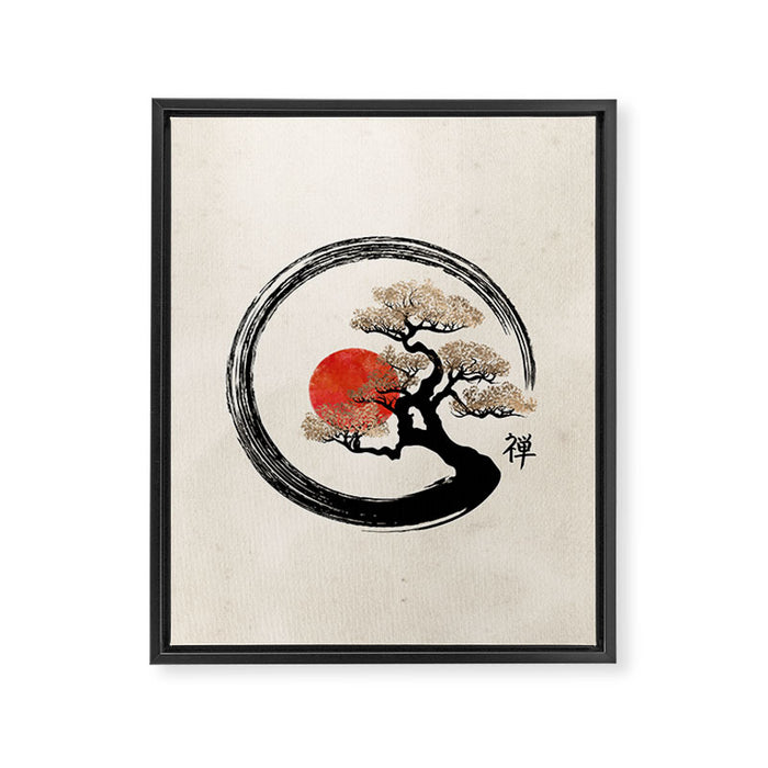 Enso Circle and Bonsai Tree on Canvas Framed Canvas Print Gallery Image 1