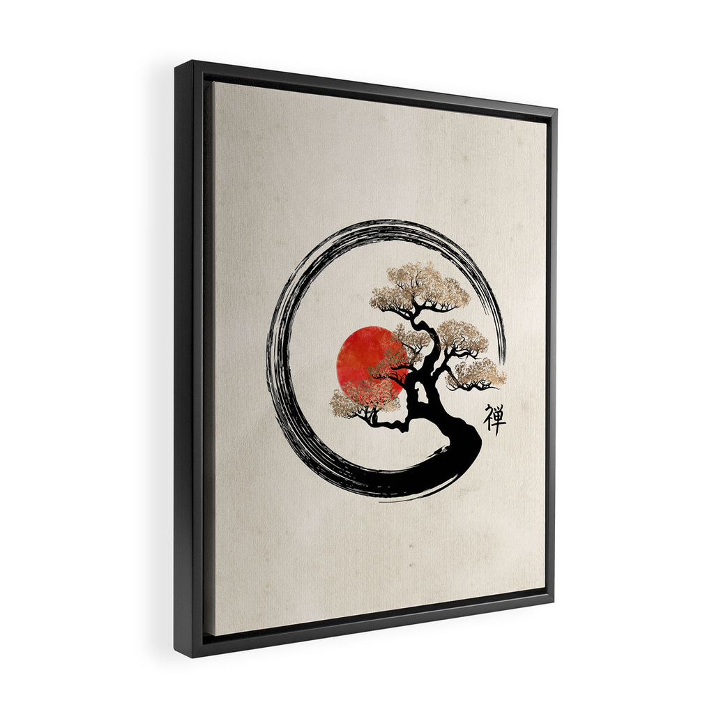 Enso Circle and Bonsai Tree on Canvas Framed Canvas Print Gallery Image 2