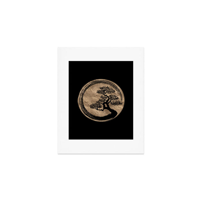 Enso Zen Circle and Bonsai Tree Gold Art Print Gallery Image 1
