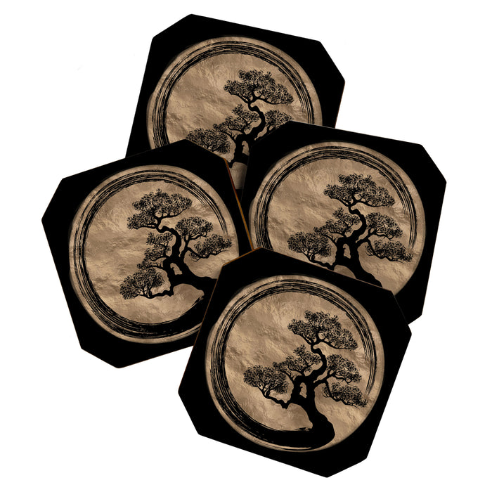 Enso Zen Circle and Bonsai Tree Gold Coaster Gallery Image 1