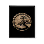 Enso Zen Circle and Bonsai Tree Gold Framed Canvas Print Gallery Image 8