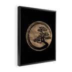 Enso Zen Circle and Bonsai Tree Gold Framed Canvas Print Gallery Image 2