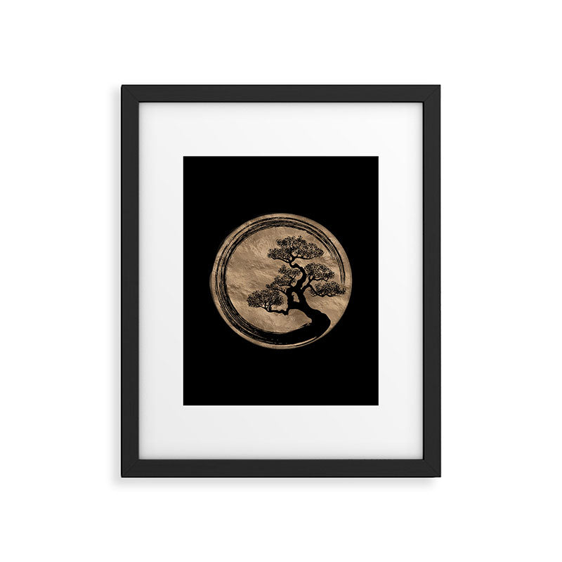 Enso Zen Circle and Bonsai Tree Gold Framed Art Print Gallery Image 6