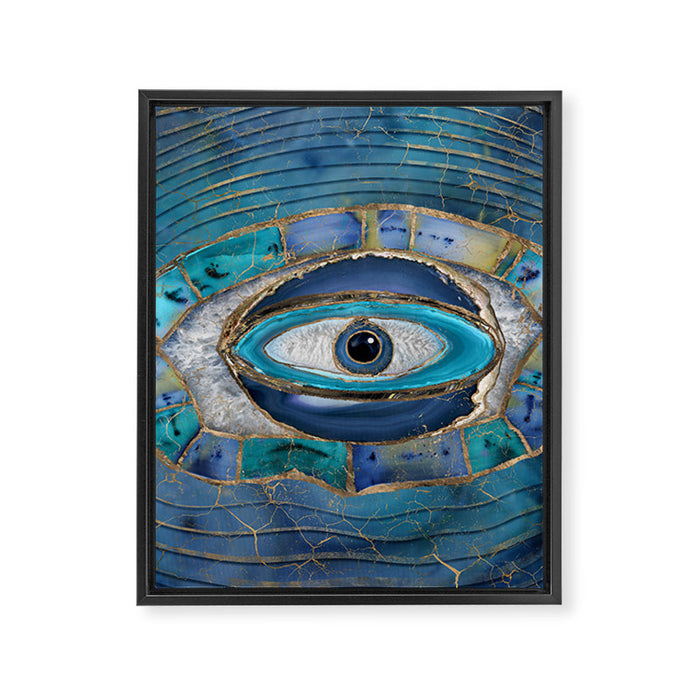 Evil Eye Amulet Agate and gold Framed Canvas Print Gallery Image 1