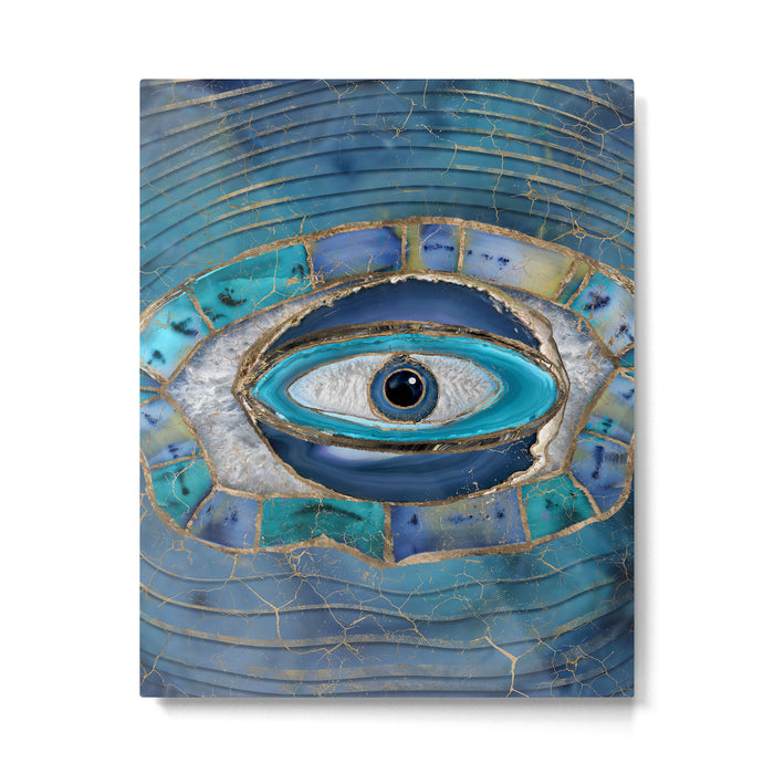 Evil Eye Amulet Agate and gold Metal Print Gallery Image 1