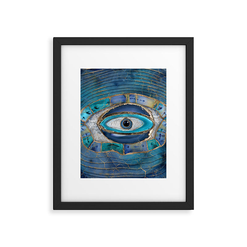 Evil Eye Amulet Agate and gold Framed Art Print Gallery Image 6