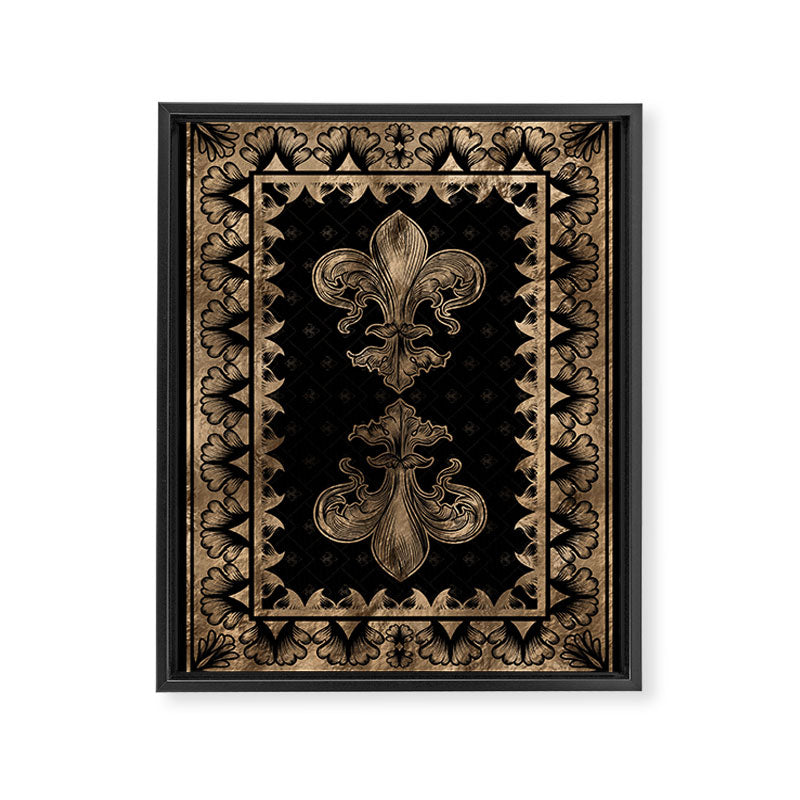 Fleur-de-lis - Black and Gold #1 Framed Canvas Print Gallery Image 8